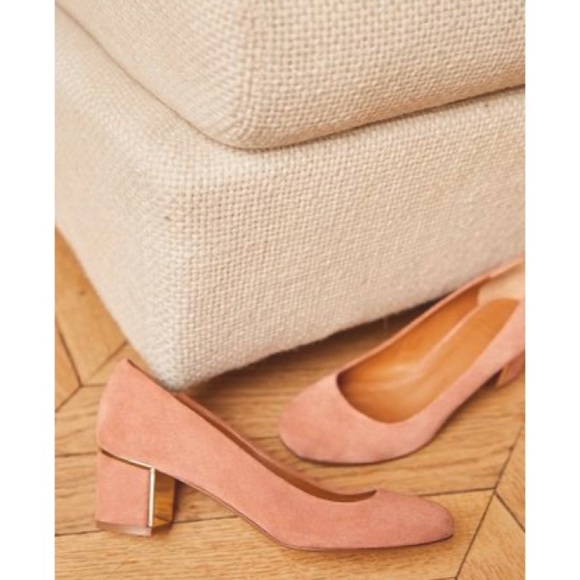Sezane Low Helena Courts Suede Heels - Pink Orange Blush Escarpins - Picture 3 of 11